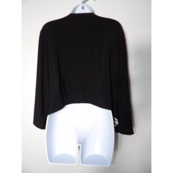 Nikki Poulous 1X Cropped Cardigan Reversible Black Abstract Shawl Cover Up - Picture 4 of 9